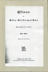 Gildemeister, Essays. (Umschlag)