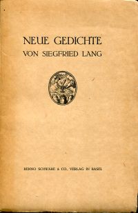 Lang, Neue Gedichte. (Umschlag)