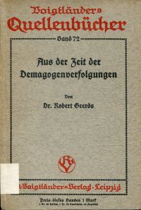 Geerds, Aus der Zeit der Demagogenverfolgungen. (Umschlag)