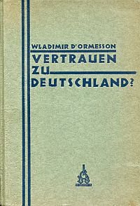 Ormesson, Vertrauen zu Deutschland. (Umschlag)