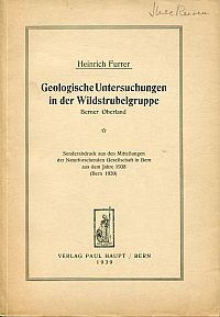 Furrer, Geologische Untersuchungen in der Wildstrubelgruppe. (Umschlag)